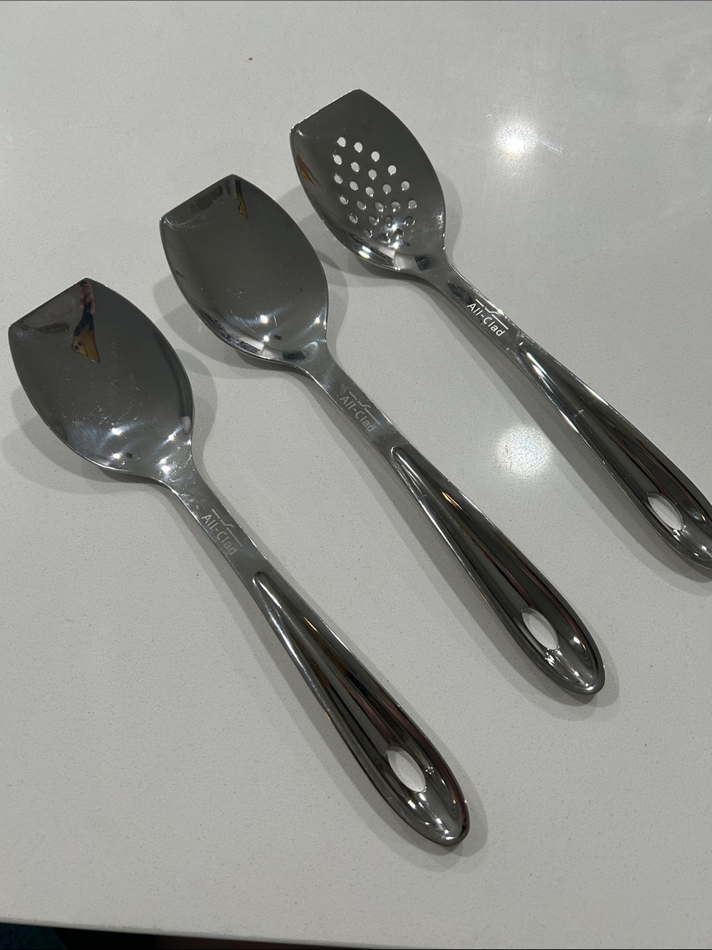 All Clad Set of 3 Cook and Serve Slotted Spoon